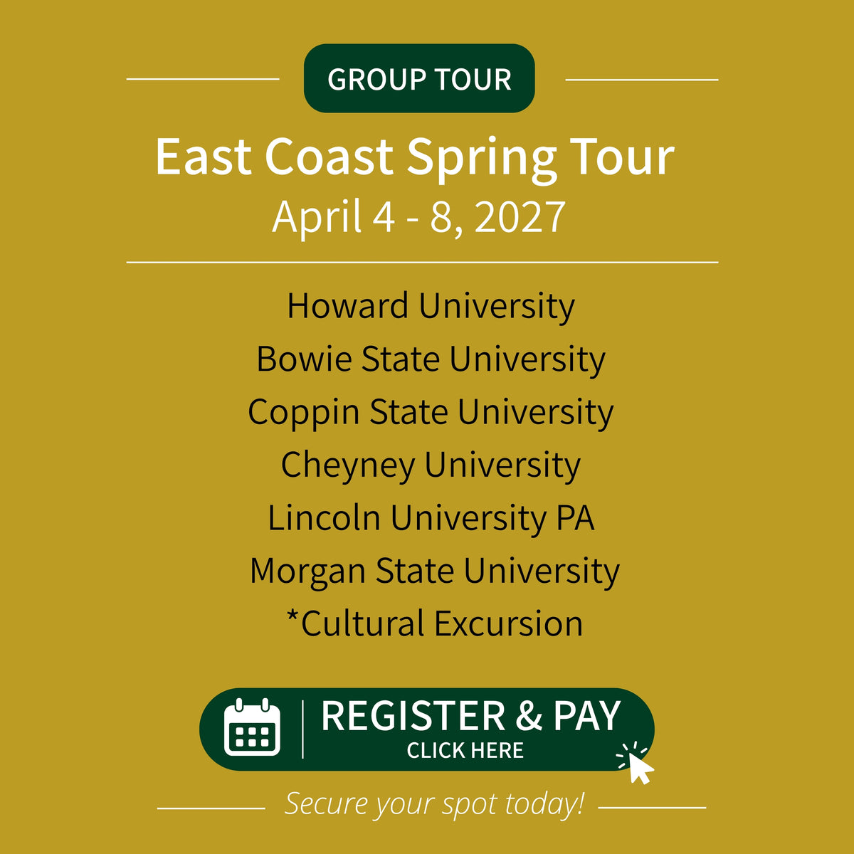 East Coast Spring Group Tour